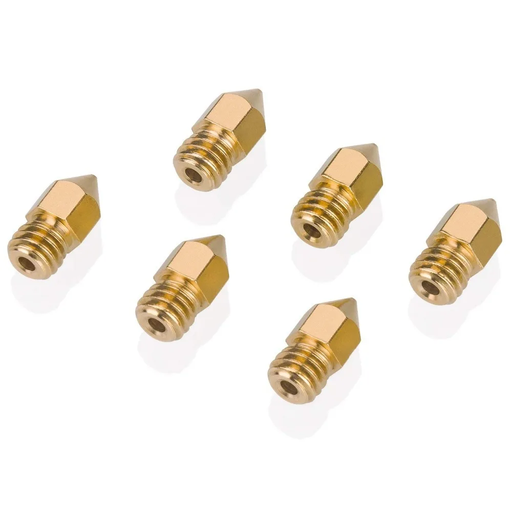 3D Printers Parts MK7 MK8 Nozzle 0.2 0.3 0.4 0.5 0.6 0.8 1.0mm Copper Extruder Threaded 1.75mm 3.0mm Filament Head Brass Nozzles