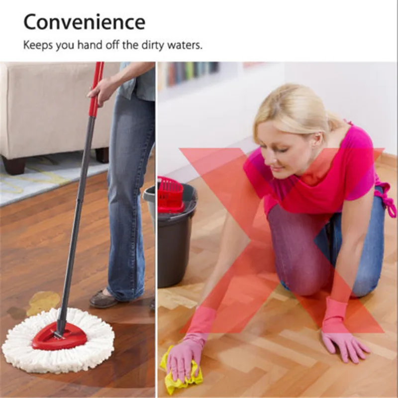 Вращающаяся Швабра на 360 °, Легкая очистка, сменные головки для круглой или треугольной очистки дома