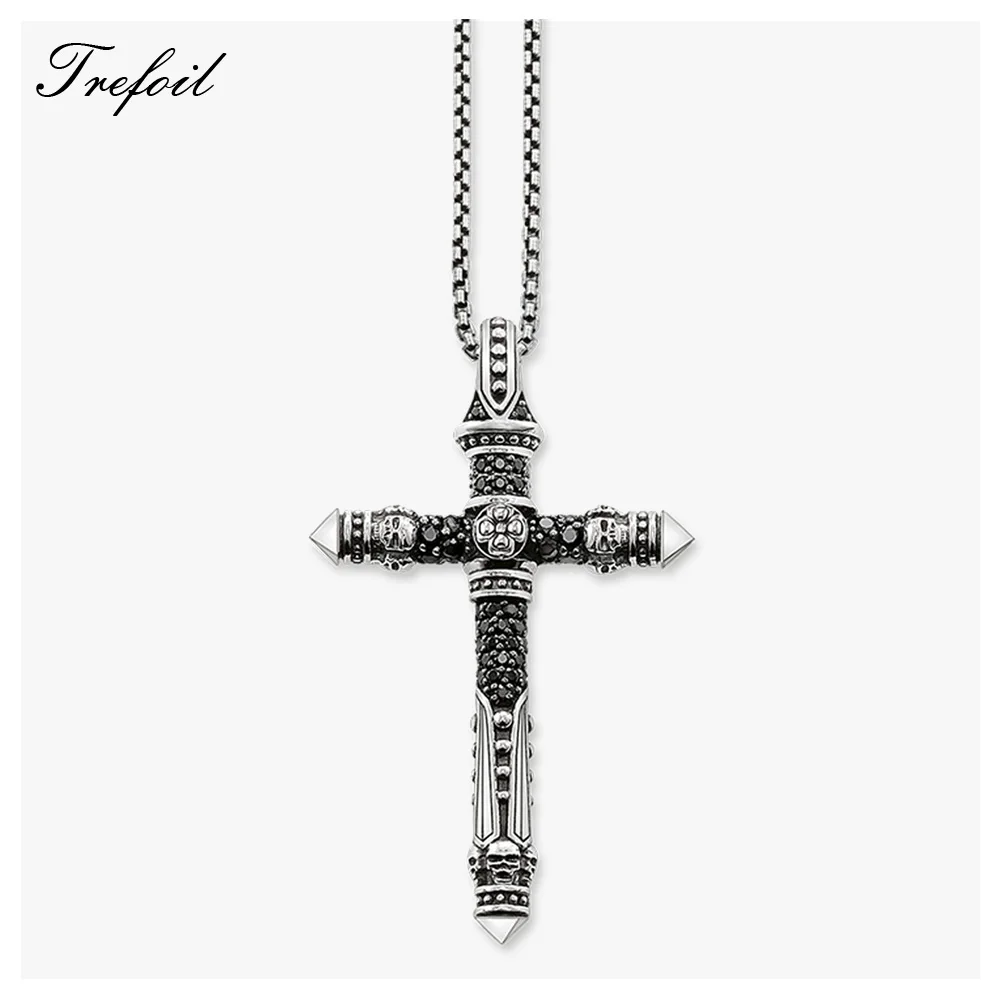 

Link Chain Necklace Skull Cross Pave, Fashion 925 Sterling Silver Jewelry Collar Hombre Vintage Gift For Men Women Boy Girls