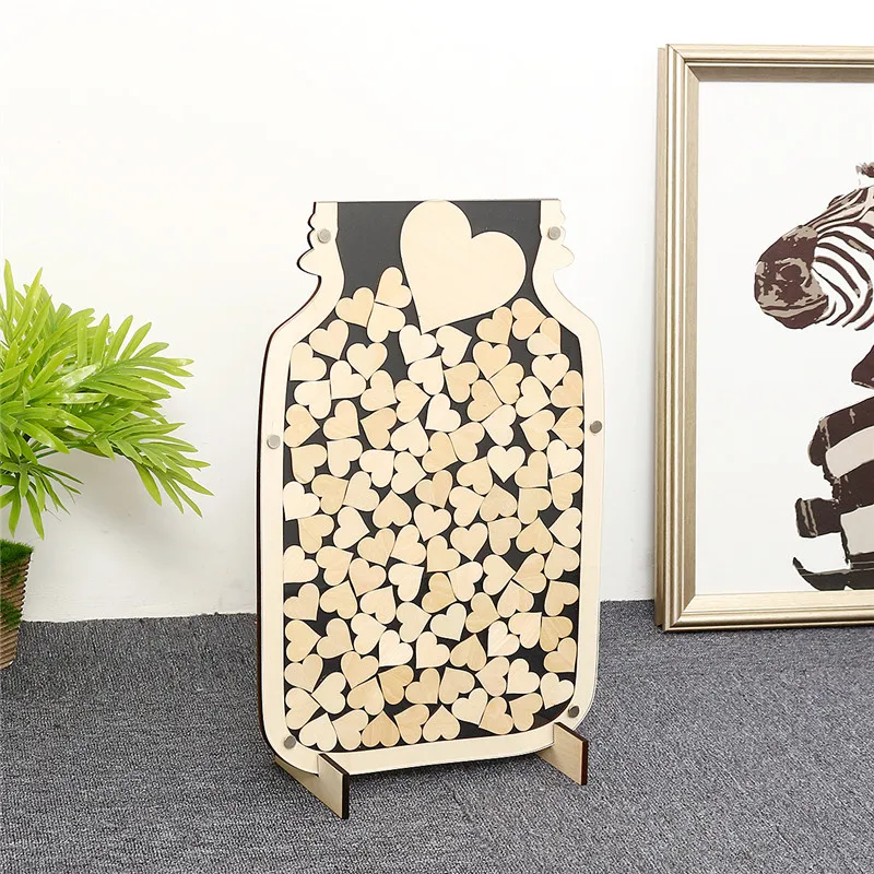 

150pcs Alternative Rustic Mason Jar Wood Heart Drop Box Wedding Guest Book Wooden Guest Books DIY Wedding Decor