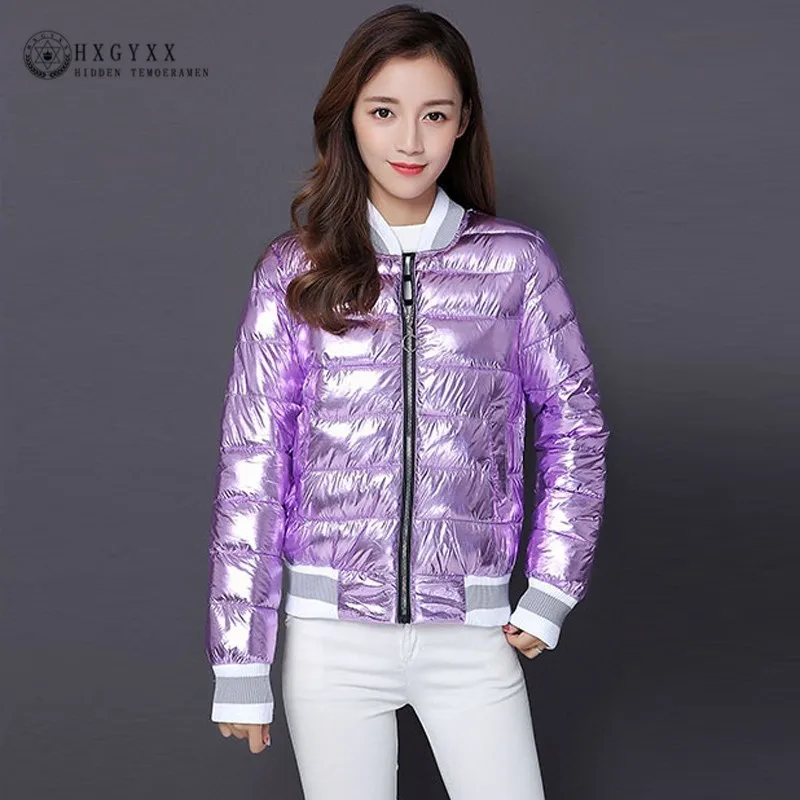 

2019 Winter Jacket Women Clothes Down Cotton Coat Shinny Baseball Jackets Thick Warm Slim Parka Female Zipper Outwear Okd675