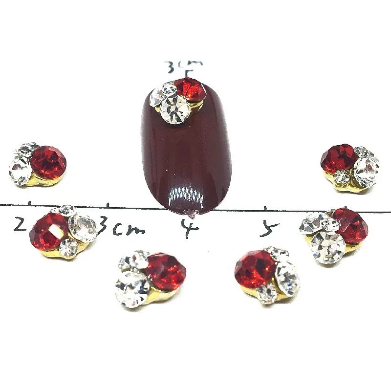 

3D Rhinestones For Nails 5 Pcs/Lot Design Flower Style Red Black Gem Mixed White Diamond Shiny Beauty For Uv Gel Party Salon New
