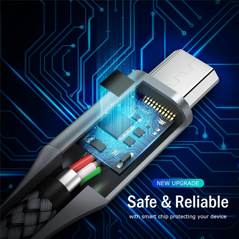 TIEGEM المصغّر usb كابل 2.4A سريع شحن كابل بيانات ل Xiaomi Redmi ملاحظة كابل شاحن الهاتف المحمول المصغّر usb الحبل