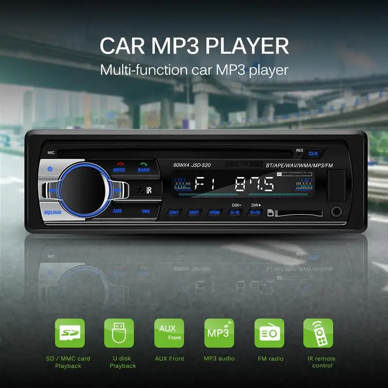 

AOZBZ Car Radio Stereo Player Digital Bluetooth FM Radio Stereo Audio Music USB/SD Car MP3 Player with In Dash 60Wx4 AUX Input