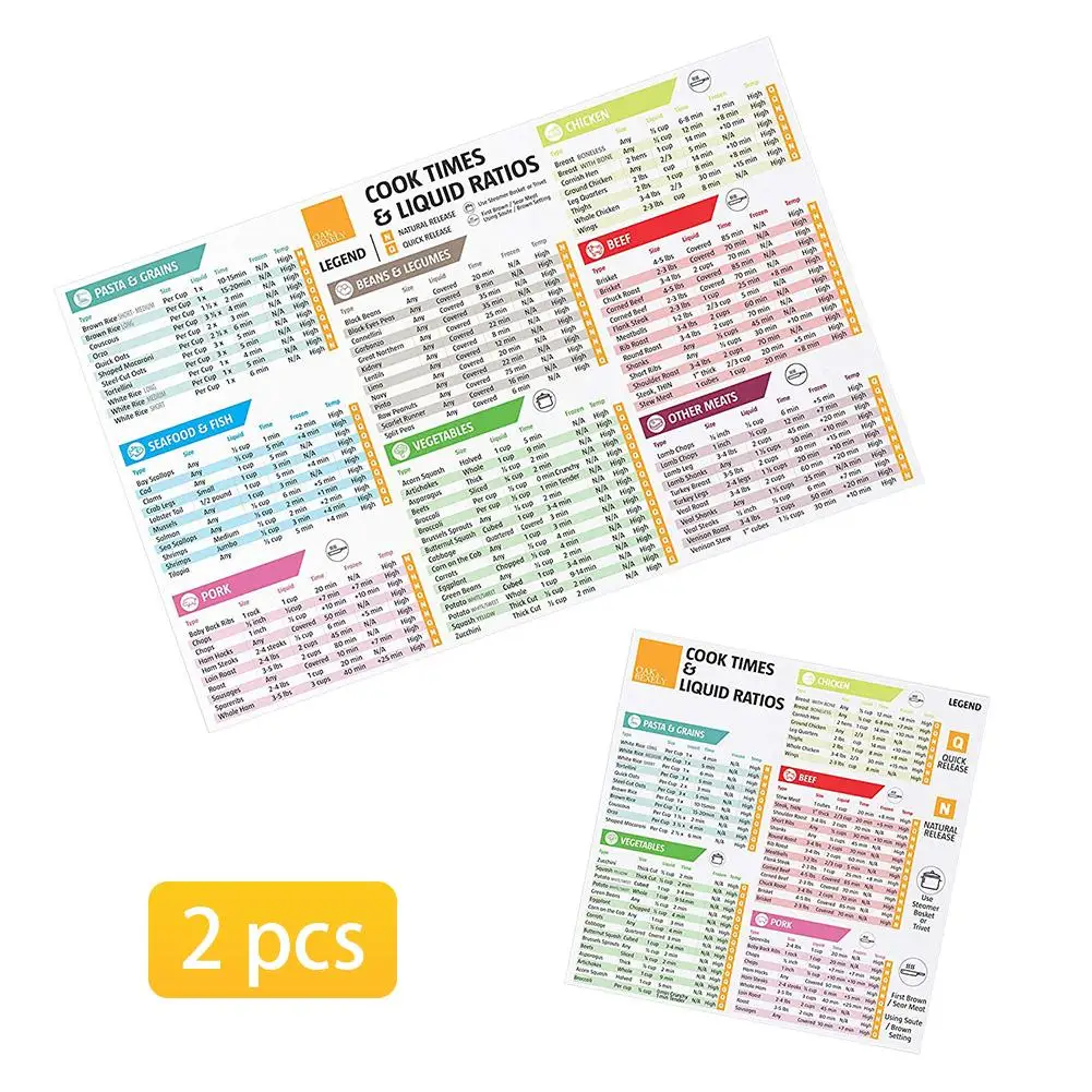 

Magnetic Fridge Sticker Magnets 2 Pack Instant Pot Cheat Sheet Magnet Set Instant Pot Cook Times Cookbook Power Cooker Pad Tools