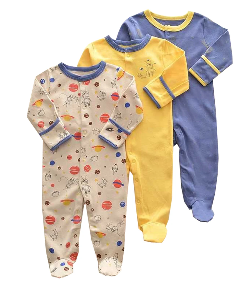 

Clearance Sale Newborn Baby Unisex 3 Pack Cotton Footies Romper Floral Sleeper Pajamas