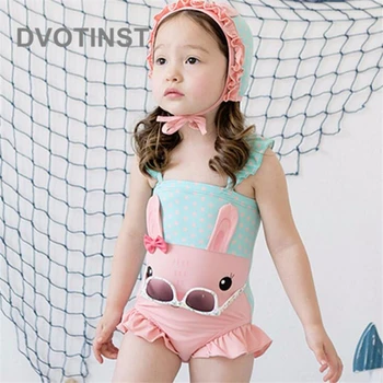 

Baby Girls Clothes Cute Rabbit Swimwear+Headwear 2pcs Set Kids Children Swimming Suit Spa Bathing Summer Beach Clothing Costume