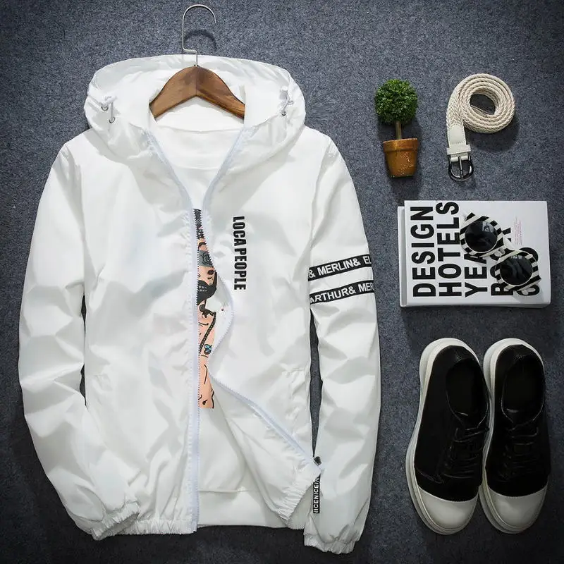 

2018 Spring Autumn New Fashion Slim Fit Young Men Hooded Jacket Thin Jackets Brand Casual Windbreaker Top Quality 4 Colors S-4XL