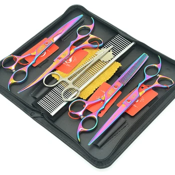 

Meisha 7" Professional Pet Cutting Scissors Japan 440c Puppy Grooming Thinning Shears Set with Comb Bag Dog Accessories HB0223