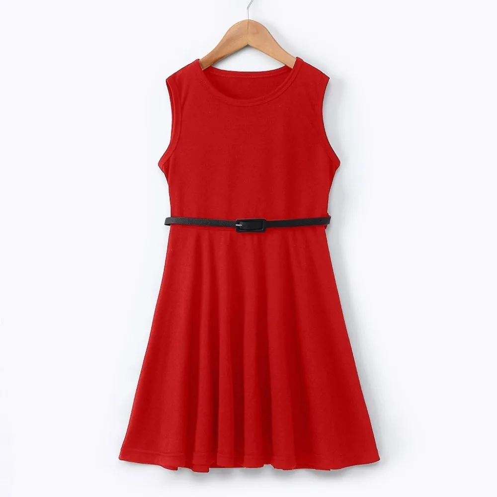 

Children Kids Girls Sleeveless Party Fit Flare Belted Summer Dress Clothes Dresses For Girls Cute Princess Party Dress
