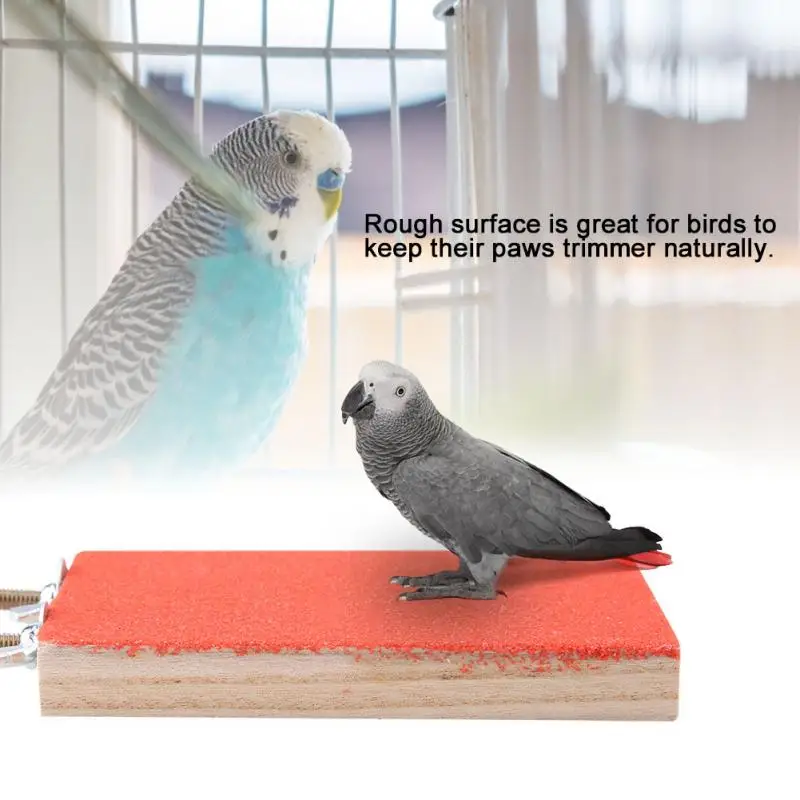 

Wooden Hanging Parrot Perch Stand Platform Toy Playground Paw Grinding Clean for Pet Parrot Hamster Squirrel