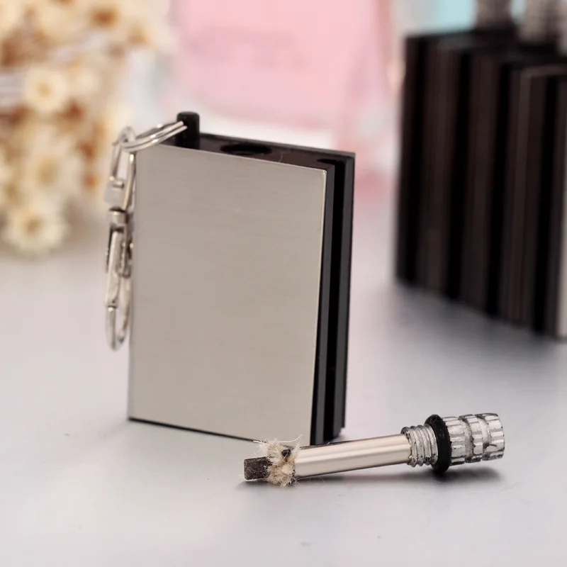 

One Small + One Big Permanent Matches Flint Stone Cigarette Lighter Key Chain Instant Emergency Fire Starter Matchstick
