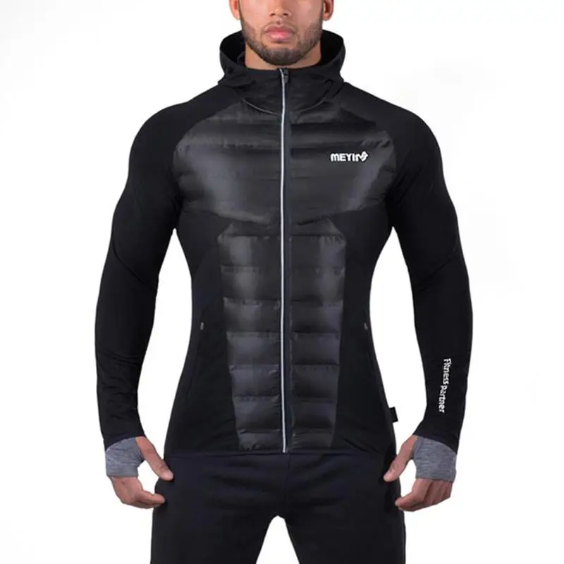 

Men Casual Jacket Hooded Warm Windproof Breathable Reflective Clothes Suit for Winter Sports Exercise Outdoor Running Jacket