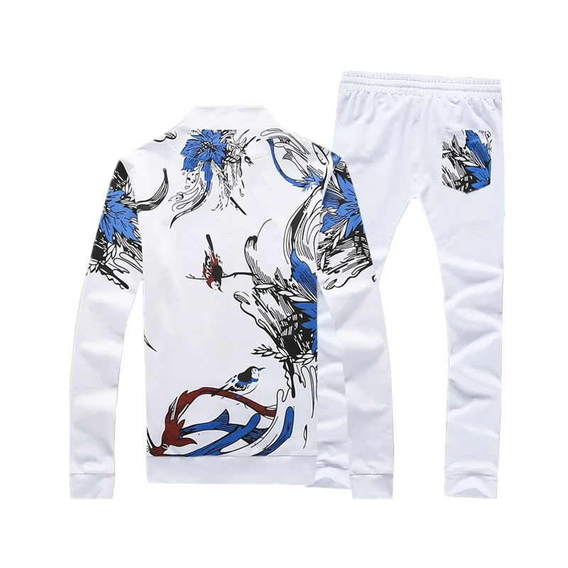  High quality Men two-piece set Asia size S - 5XL Men Jacket & Drawstring pants White and black