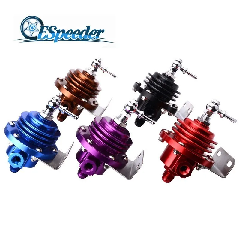 

ESPEEDER Universal Blue Black Red Aluminum Alloy Adjustable Fuel Pressure Regulator FPR With Gauge Kit Engine Accessories