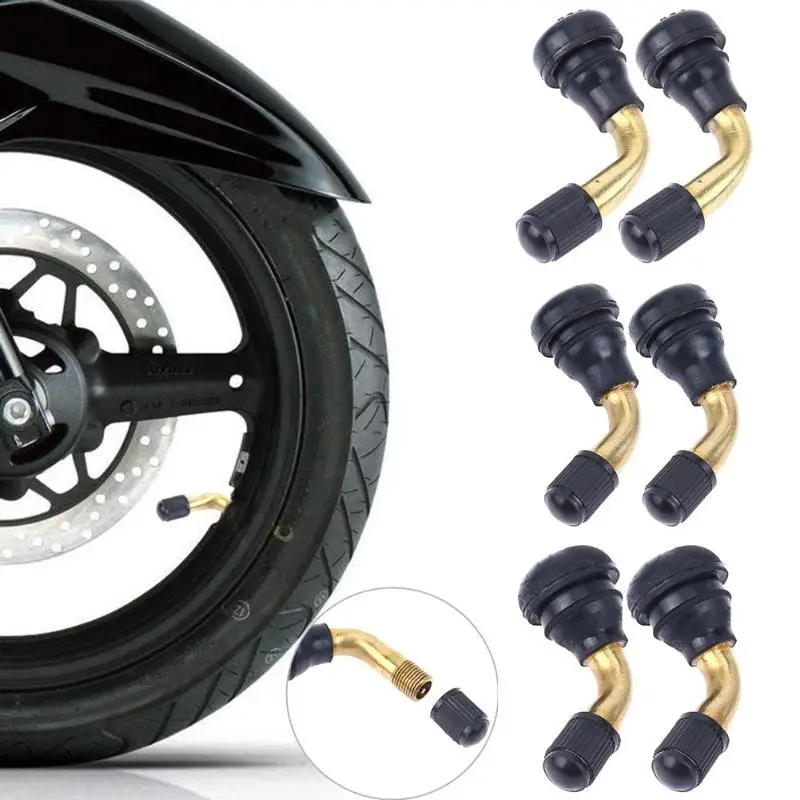

2pcs Angled Snap-in Motorcycle Tubeless Tire Valve Stems with Caps for Scooter Dirt Bike Electric Vehicle Vacuum Tyre Gas Nozzle
