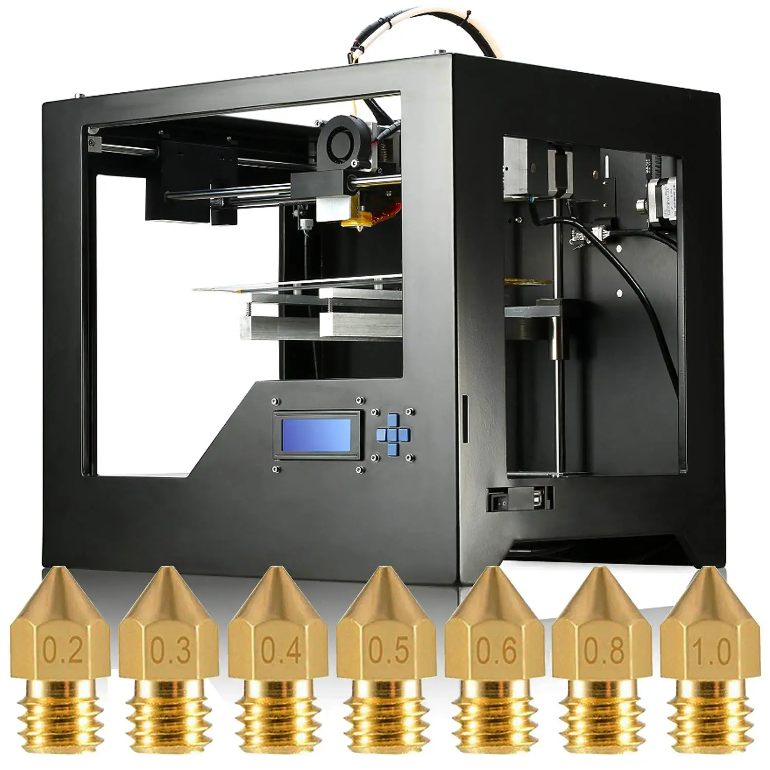 HOT-3D сопло принтера, 32 шт. Mk8 экструдер печатающая головка 0,2 мм, 0,3 мм, 0,4 мм, 0,5 мм, 0,6 мм, 0,8 мм, 1,0 мм для Makerbot Creality