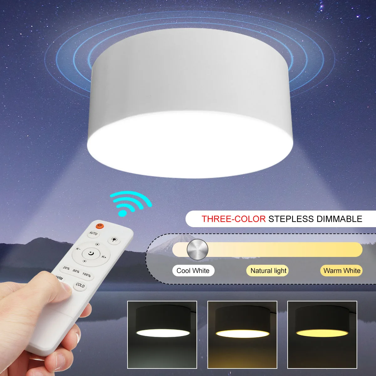 

Smuxi LED Ceiling Lamp with Remote Control Tri-color Stepless Dimming Modern 24W Round LED Light Ceiling Light Bedroom 180-240V