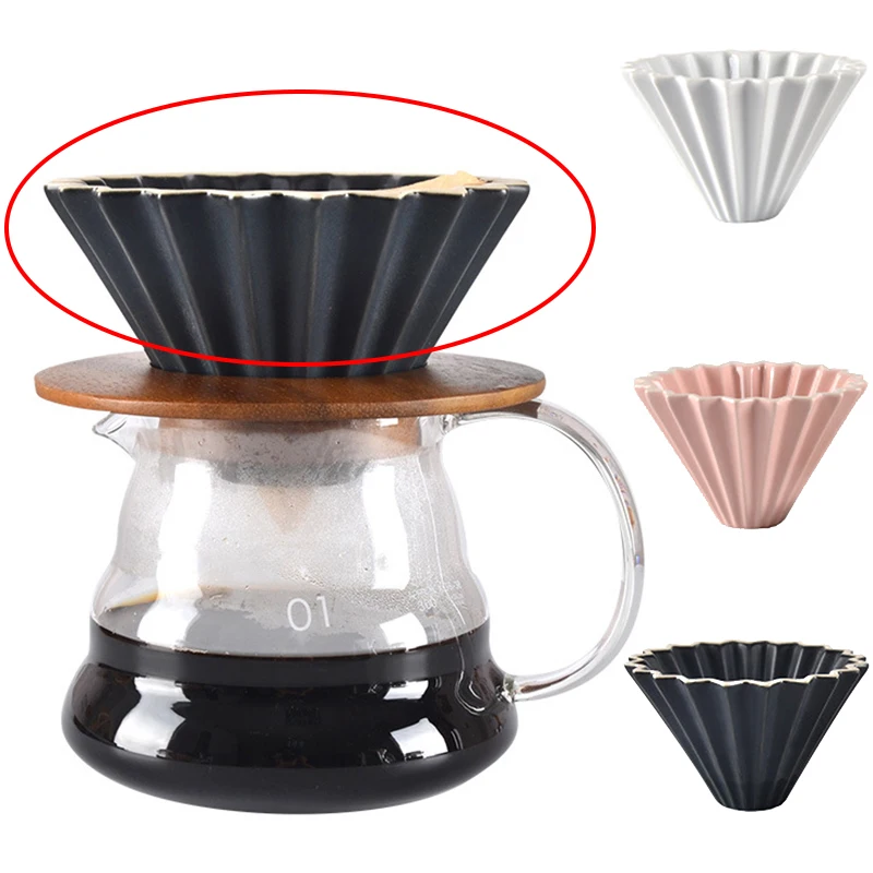 Ceramics Origami Style V60 Filter Cup Coffee Dripper 1 2cups for