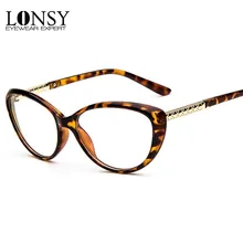 LONSY, Ретро стиль, кошачий глаз, оправа для очков для женщин, Брендовые очки, оптическая оправа, близорукость, прозрачные Линзы для очков KD2913
