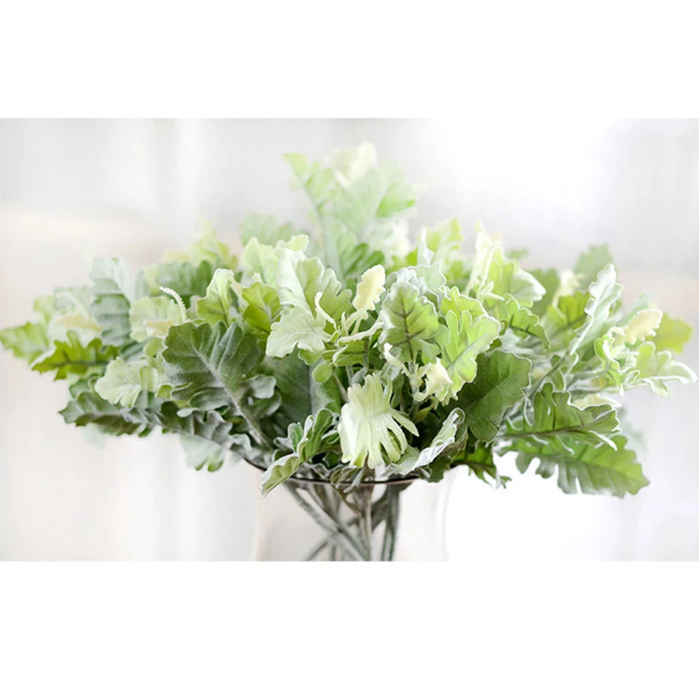 Новые свадебные искусственные зеленые горшечные растения семена крестовника пепельного листа искусственные поддельные цветы красивое украшение для дома аксессуары