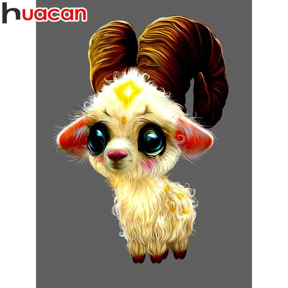 

HUACAN 5D DIY Diamond Painting Cartoon Full Square Diamond Embroidery Sheep Animal Diamond Mosaic Picture Of Home Decoration