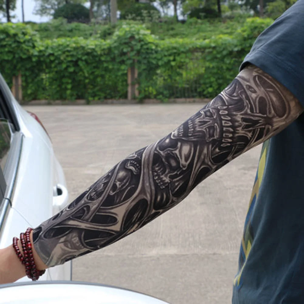 Модные мужские татуировки рукав эластичный УФ защита скольжения манга эластичный нейлон татуировки на руку, ногу рукава для женщин Защита от солнца
