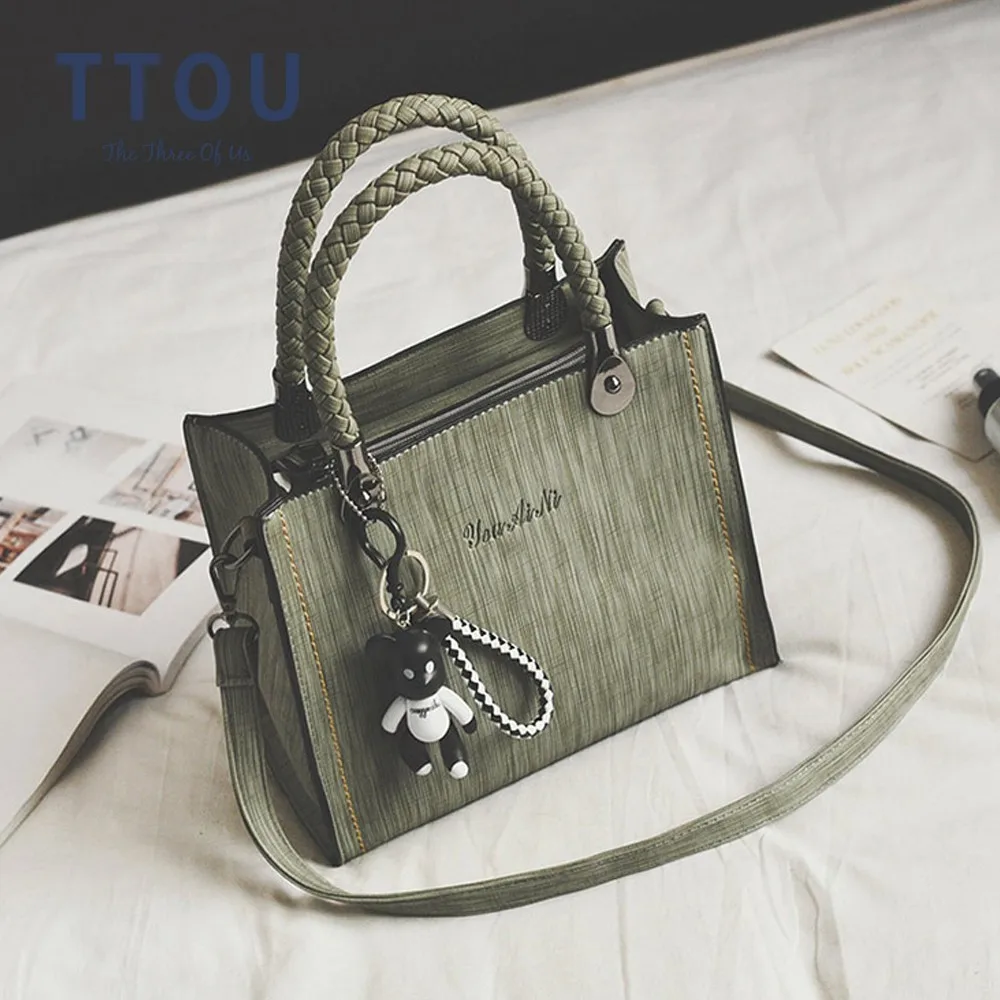 

TTOU Women Fashion Bear Handbag Pu Leather Shoulder Bag Female Casual Small Crossbody Bag Korean Version Bag