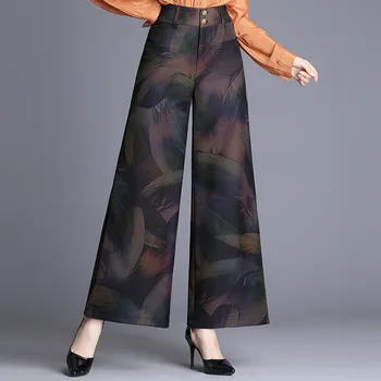 

Woman Autumn And Winter Fashion New Pattern Black Printing Thickening Corduroy Pants