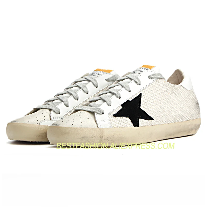 

Real Cow Leather Sneaker Sport Black Star Shoes Small White Rough Surface Women Casual Shoes Do Old Dirty Shoes Woman