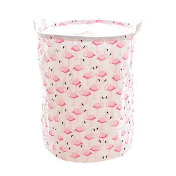 

1Pc Laundry Basket PE lining Water Proof Printed Storage Basket Round Bucket for Dorm Laundry Room Walk-in Closet