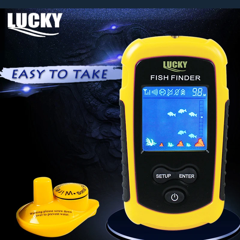 

Lucky 120M Wireless Fishing Finder LCD Color Screen Sonar Echo Sounder Alarm Fish Finder FFCW1108-1 Lucky Original