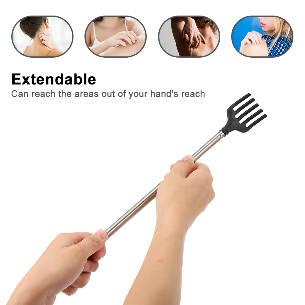 1Pc Telescopic Back Scratcher Massager With Ball Stainless Steel
