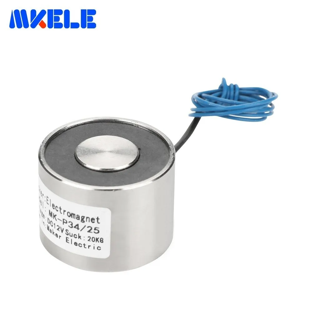 

MK34/25 Holding Electric Magnet Lifting 20KG/200N Solenoid Sucker Electromagnet DC 12V 24V Non-standard custom