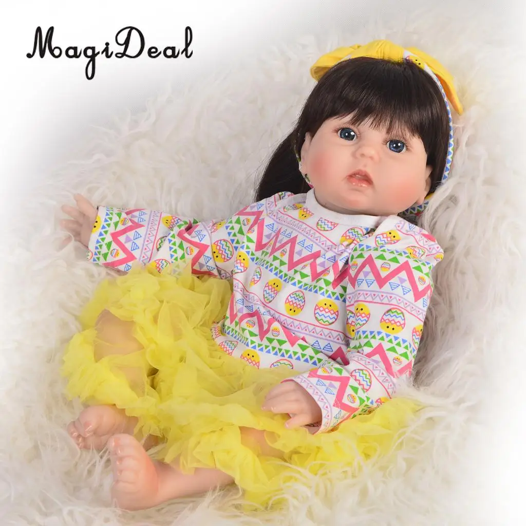 

55cm Lifelike Silicone Newborn Baby Doll Reborn Doll Baby Princess With Clothes Blue Eye