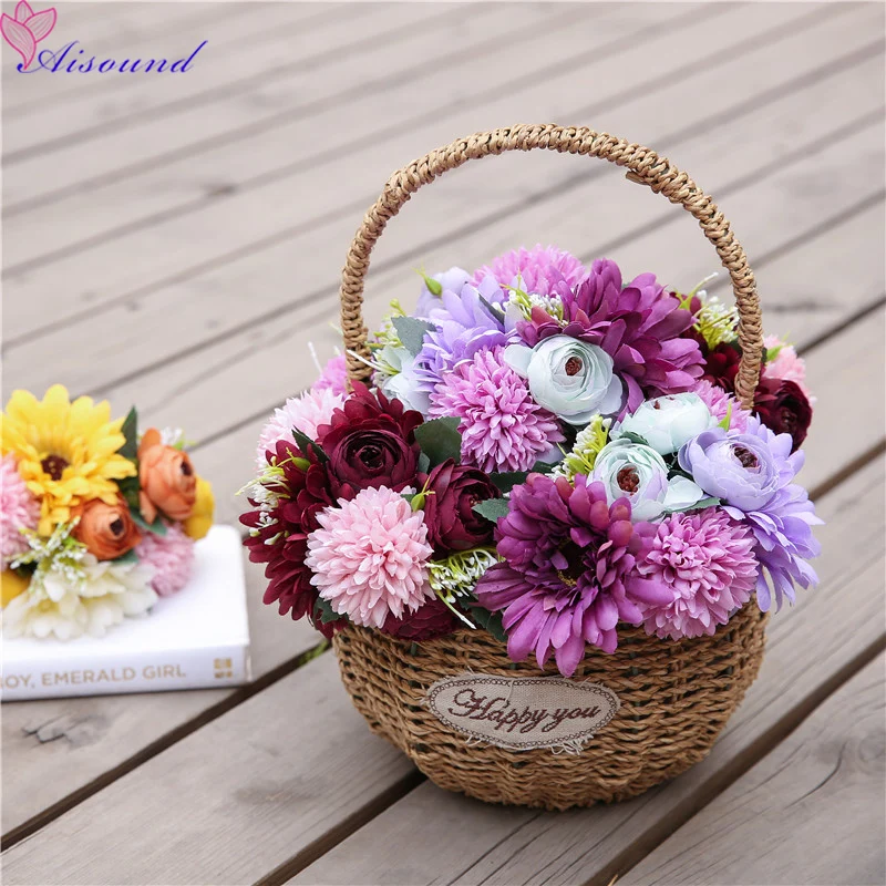 

Artificial Flowers Rose Bouquet for Wedding Decoration 7 Heads Fake Flowers Home Decor Silk Gerbera Chrysanthemum Cheap Flowers