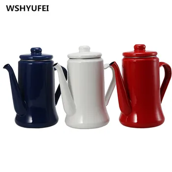 

1pcs 1.1L enamel coffee pot teapot kettle hand shake kitchen supplies induction cooker gas stove universal