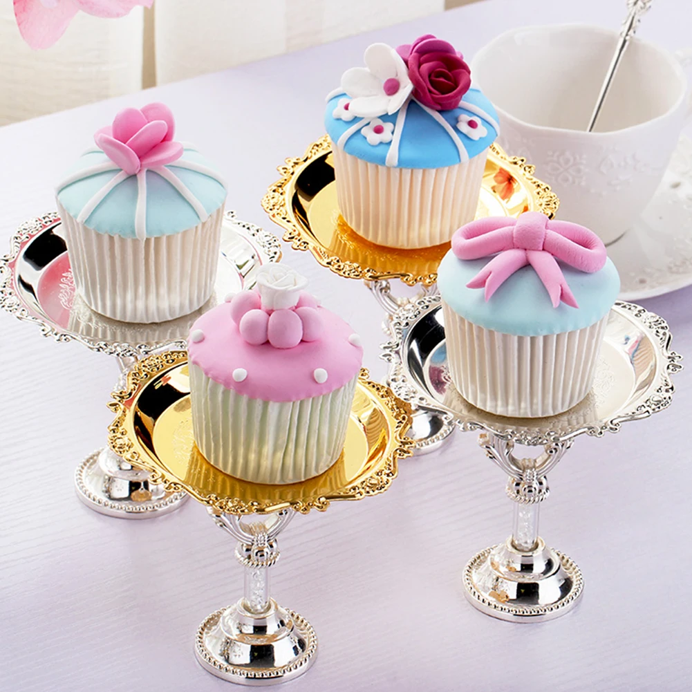 

2Pcs Mini Cake Display Stand Silver Gold Wedding Birthday Party Fruit Cupcake Stand Holder Iron Dessert Stand Party Supplies