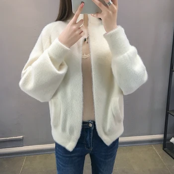 

2019 New Pattern Knitting Upper Garment Woman Cardigan Short Loose Coat