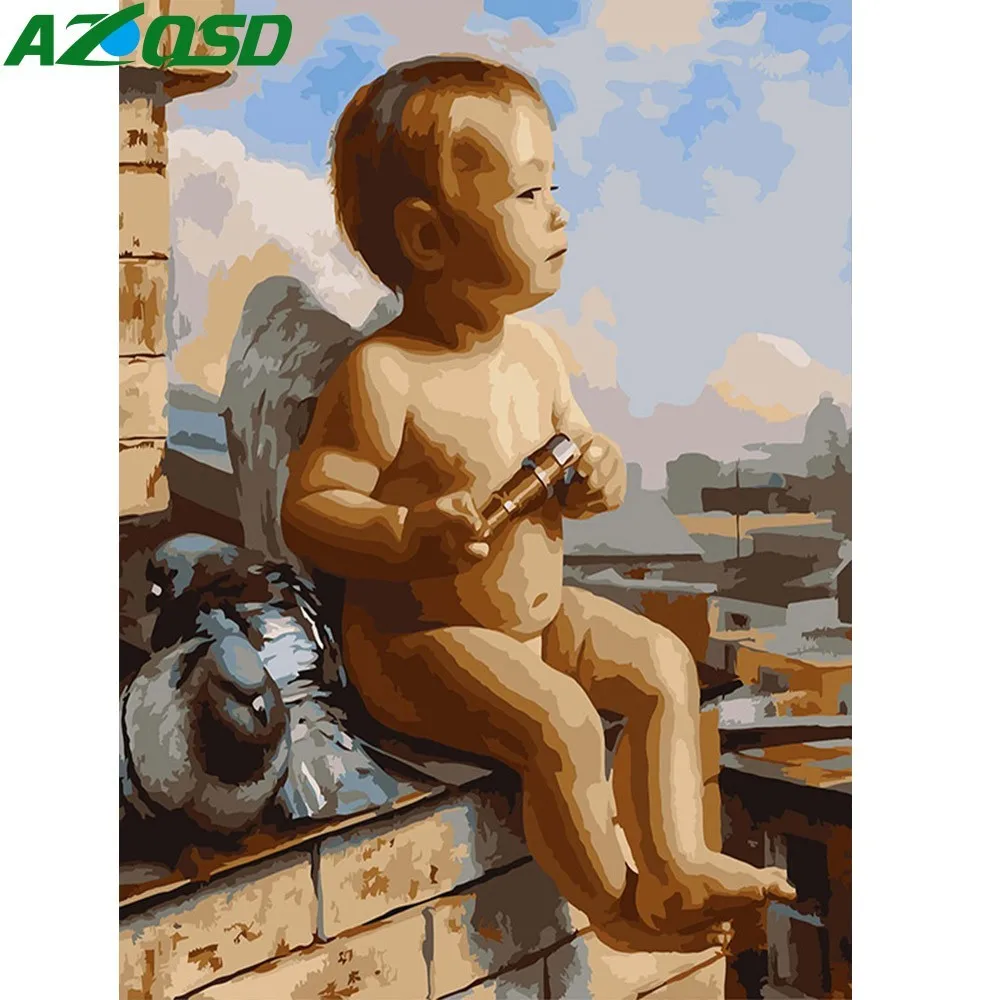 AZQSD маленький ангел краска по номерам краска мальчик DIY холст картина ручная краска ed масляная краска ing украшение дома K485