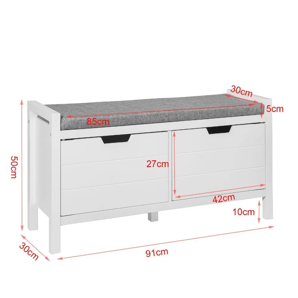 SoBuy® FSR63-W Shoe Bench Rack Cabinet Hallway Storage Bench with Seat Cushion SoBuy® FSR63-W Shoe Bench Rack Cabinet Hallway Storage Bench with Seat Cushion