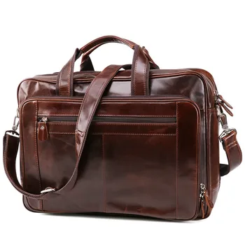 

Vintage Leather Briefcase Men Business Bag Tote Handbag Shoulder Bag 66140 Portfolio Genuine Leather Men Briefcase 15"Laptop Bag