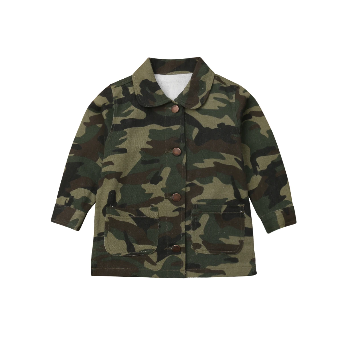 Блузка для маленьких девочек и мальчиков, куртка, пальто, армейский зеленый, теплая осенняя куртка на пуговицах, верхняя одежда