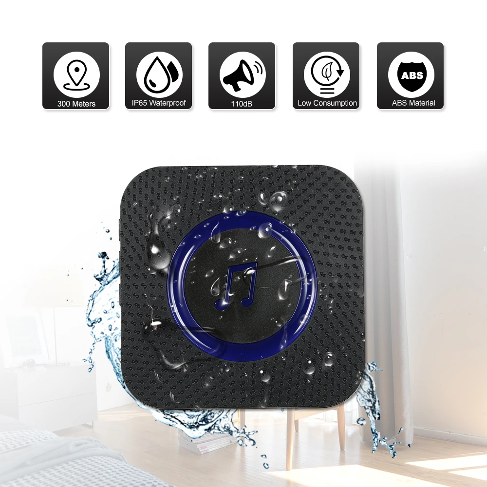 

Wireless Plug-in Doorbell Compatible with Visual Doorbell with WiFi Wireless Doorbell App Voice Tips for Visitors Waterproof