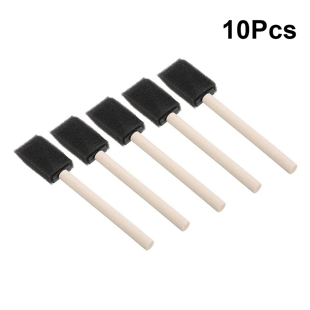 

10pcs 1inch 2inch Foam Sponge Wood Handle Paint Brush Set For Acrylics Stains Varnishes Crafts Art Glue Supplies Sponges