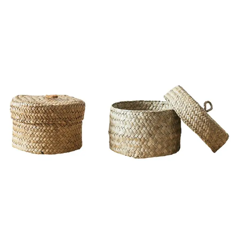 

Snack Storage Box Handmade Finishing Box With Lid Woven Organizer Basket Wardrobe Desktop Storage Basket Home Decoration