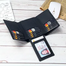 Кожаный кошелек с блокировкой радиочастотной идентификации Для мужчин складываются в три раза 14 слот для карт Бизнес футляры для идентификационных карт Для мужчин из натуральной кожи портмоне кошелек для монет мужской