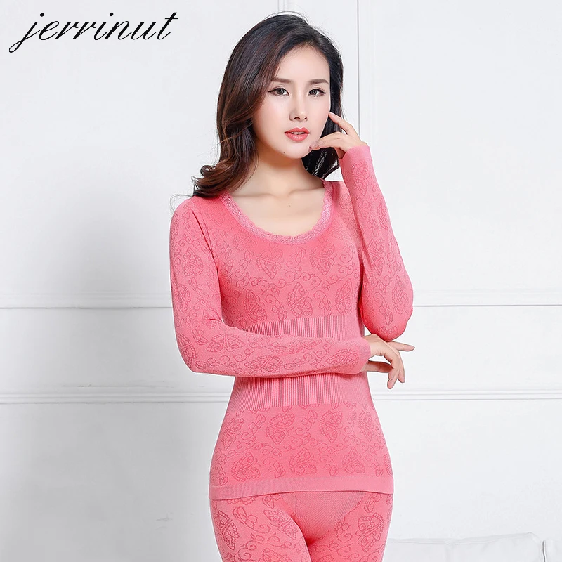 Jerrinut Women Thermal Underwear Long Johns For Winter Warm Cotton Sexy Thermal Underwear Set