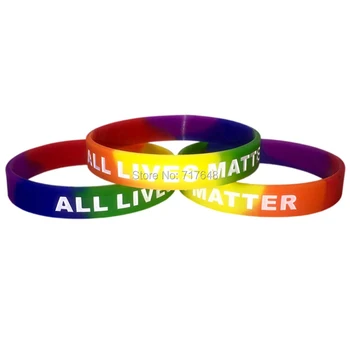

100pcs ALL LIVES MATTER Rainbow wristband silicone bracelets free shipping by ePacket A