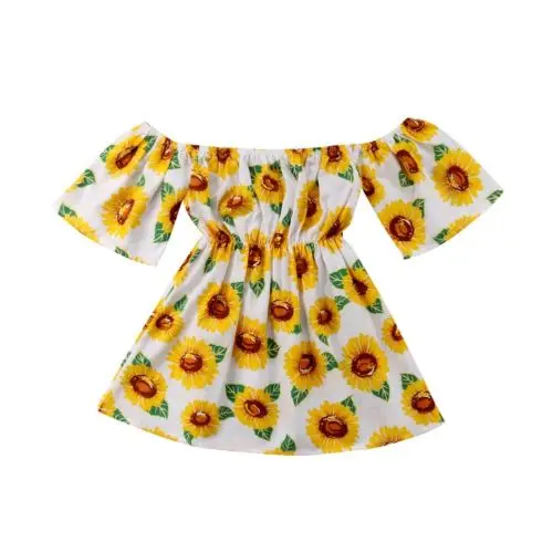 

Emmababy Newborn Kid Baby Girls Sunflower Off Shoulder Party Dress Outfits Clothes